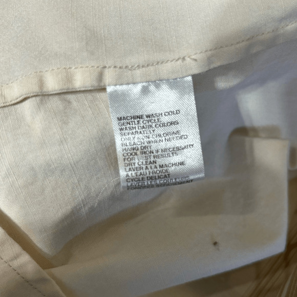 Tommy Bahama Beige Striped Long Sleeve Textured Button-Up Shirt Size Large - Picture 9 of 11